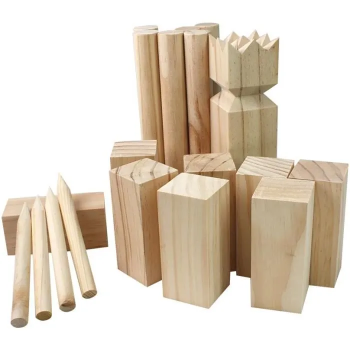 Jeu de quilles en bois TACTIC - Kubb - Extérieur - Mixte - Marron clair-1