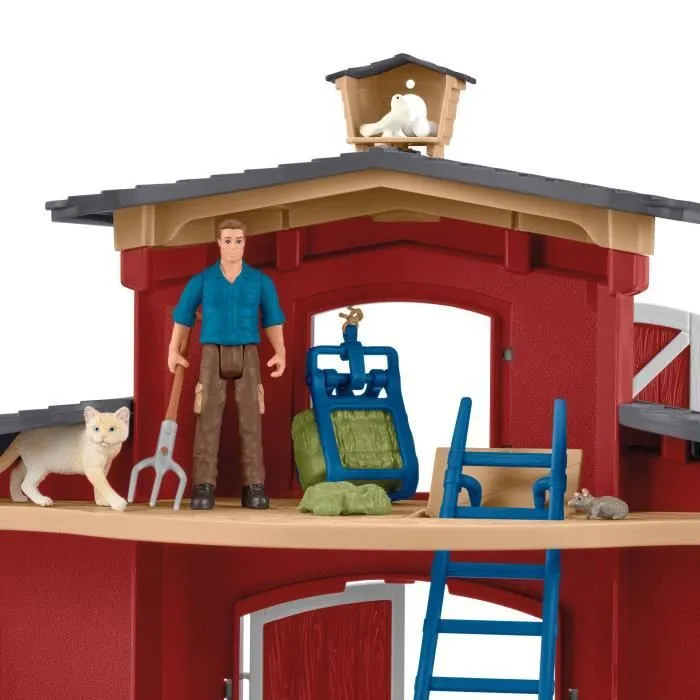 Figurines Animaux de la Ferme avec Accessoires - Coffret Ranch Américain Schleich de 92 Pièces avec Vache, Cheval Schleich, Cochon-3