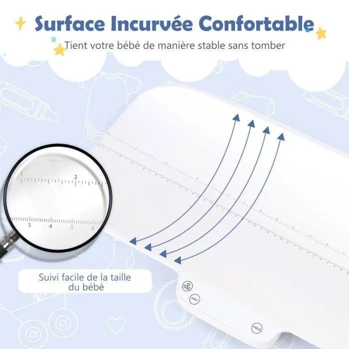 COSTWAY Pèse Bébé Numérique Max 30kg Taille 60CM 4 Modes de Mesure Fonction Tare Ecran LED Arrêt Automatique pour Nouveau-né/Animaux-3