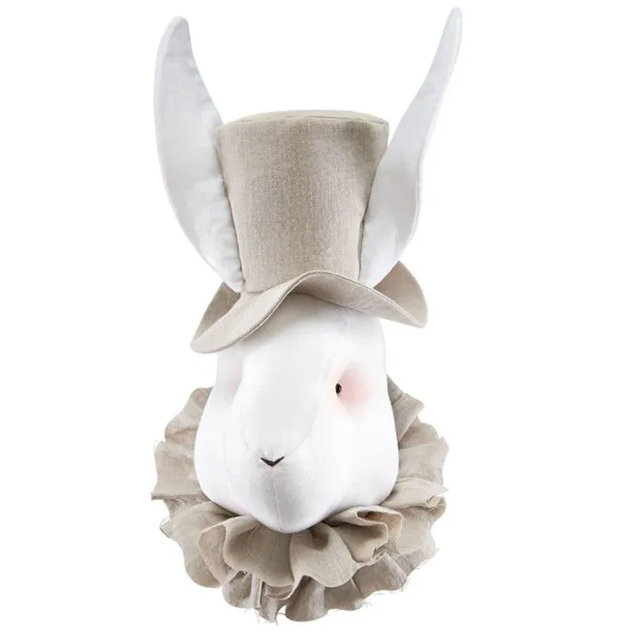 Trophée mural enfant en lin Monsieur Lapin-0