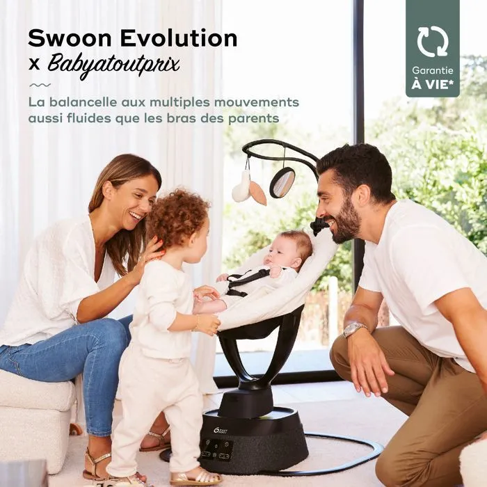 Babymoov Balancelle Bebe Electrique Swoon Evolution  - Berceuses et Arche de jeux intégrées-1