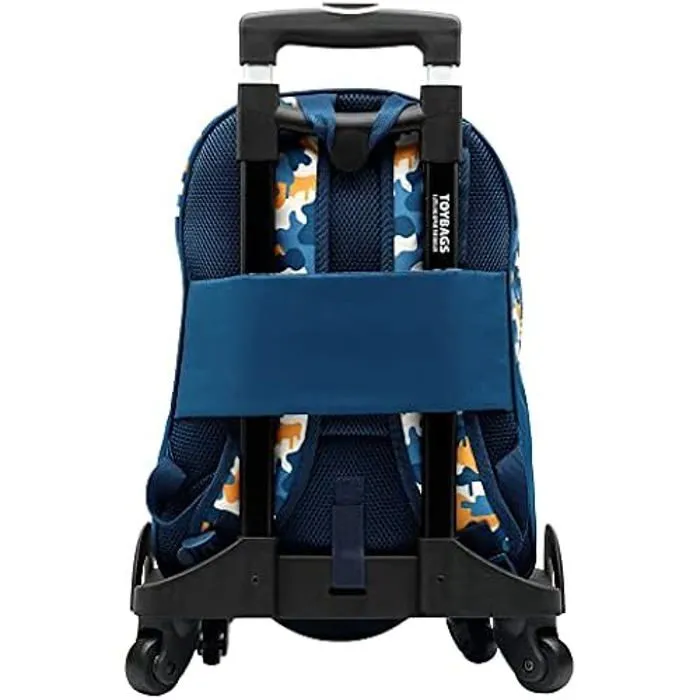Sac à dos école Fortnite Blue Camo + chariot Toybags avec 4 roulettes pivotantes - deux poches principales et poche avant --1