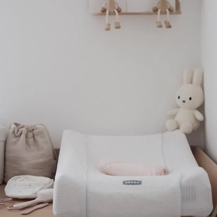 BEABA Housse pour matelas à langer Sofalange, 100% coton biologique, confort optimal, blanc-1