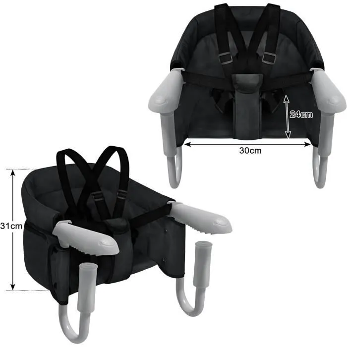 UISEBRT Siège de Table Pliable pour Bébé Chaise Haute avec Pinces Antidérapantes et Ceinture de Sécurité Portable, Noir-1