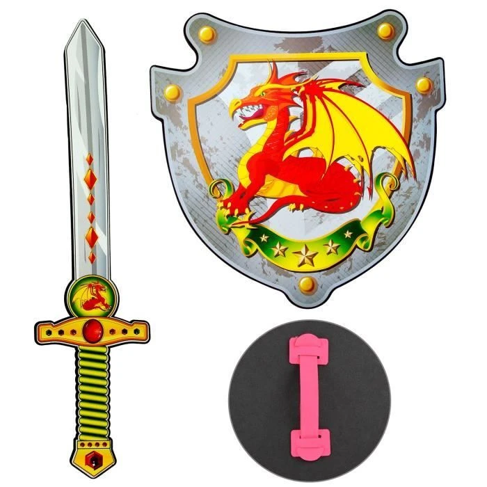 Set de chevalier dragon en mousse - WIDMANN - Épée 50cm - Bouclier 30x30cm - Garçon-1