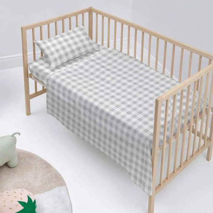 Parure de lit 2 pièces Vichy 120x180 cm (Lit Bébé)-0