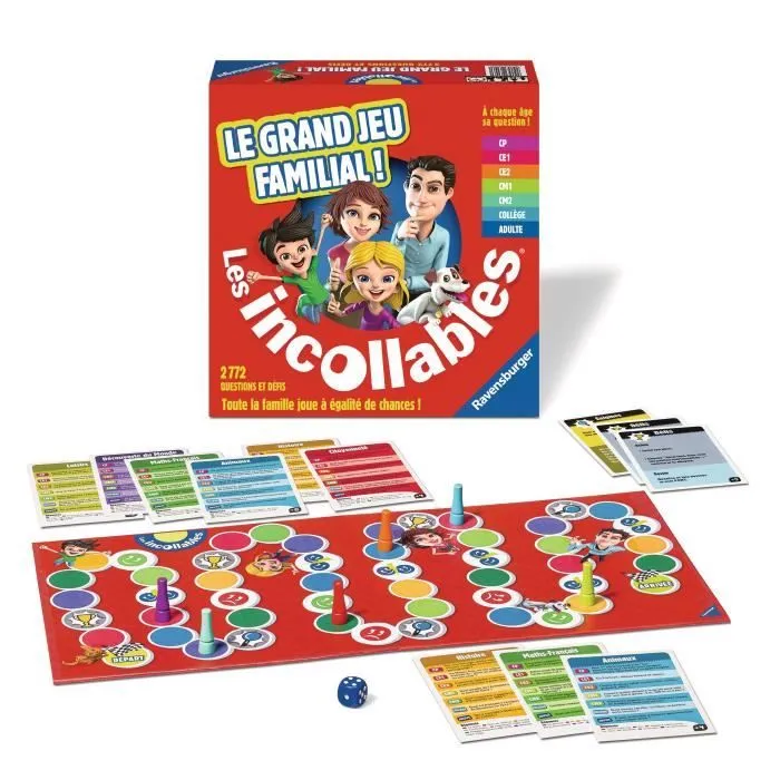 Jeu de Quiz Les Incollables Le grand jeu familial Ravensburger - 7 niveaux de difficulté - Dès 6 ans-1