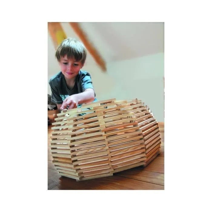 Jeu de construction - Baril de 200 planchettes en bois - JOUECABOIS - Fabriqué en France par Mecabois-2