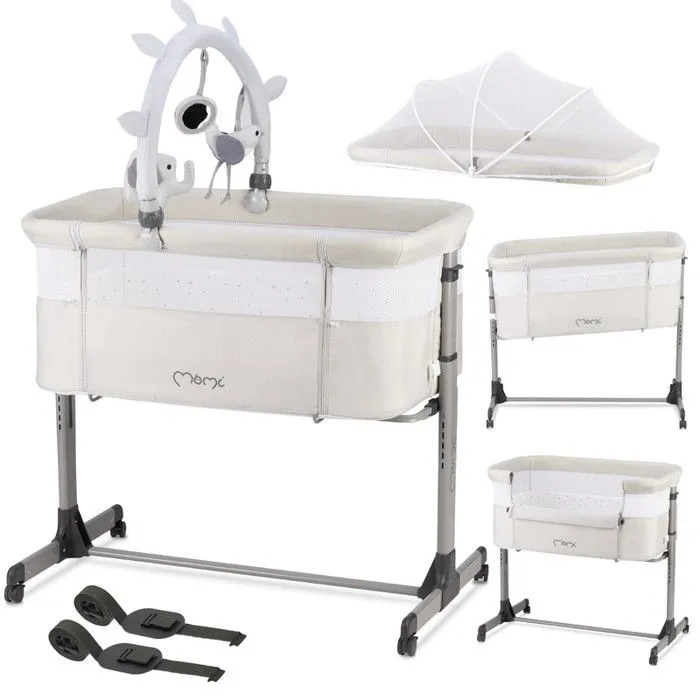 Lit Cododo et Berceau Bébé MoMi REVO - Gris - Hauteur et Angle Réglables - Roues-0
