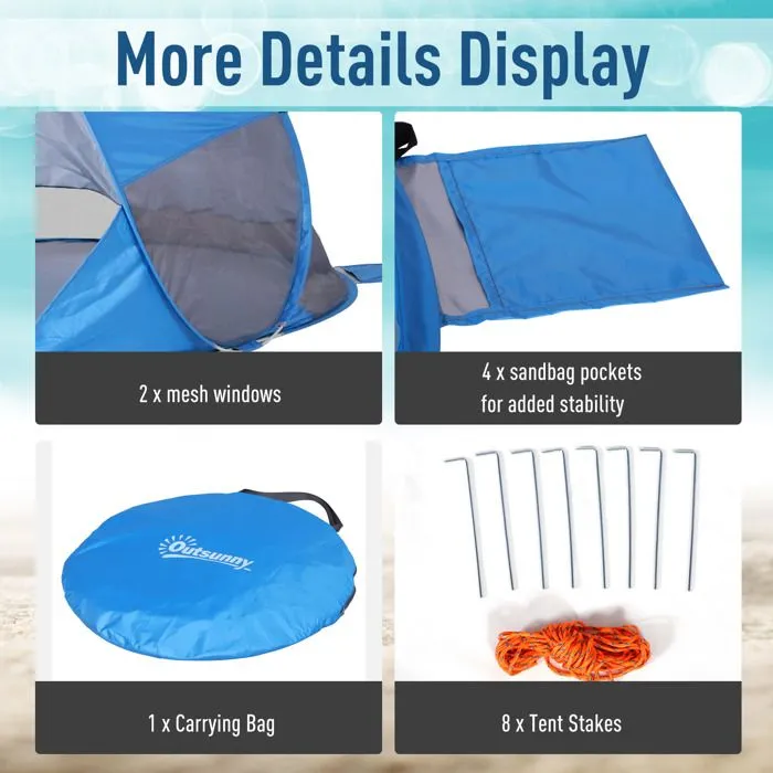 Outsunny - tente - Polyester - 200x120x90cm - Bleu-5