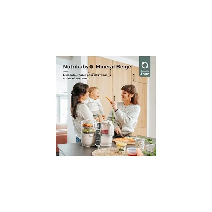 Babymoov Robot Cuiseur Bébé Nutribaby(+) - 6 en 1 - Cuiseur-vapeur/Mixeur - Grande Capacité 2,2L, Mineral beige-2