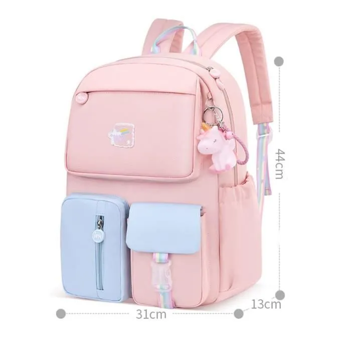 Cartable pour Filles Mignon Licorne Pendentif Sac à Dos Kawaii pour Adolescentes Collège Satch Sac à Dos-1