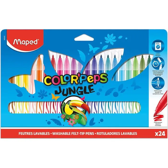 Feutres - HELIX MAPED - Jungle - 24 feutres - Haute qualité - Couleurs vives-0