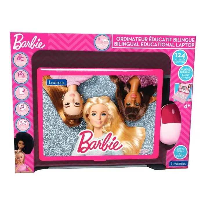 Ordinateur éducatif bilingue Barbie - LEXIBOOK - 124 Activités - Enfant - Rose et blanc-1
