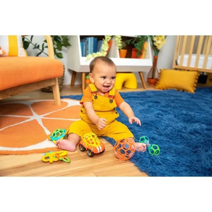BRIGHT STARTS Coffret cadeau naissance, bapteme, Noel, 0 à 24 mois, 5 jouets O BAll, hochet, voiture, anneau de dentition-2