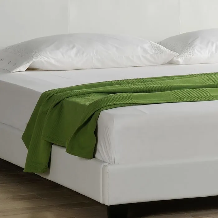 Lit Double Rembourré Albacete Similicuir avec Matelas 160 x 200 cm Blanc Corium-2