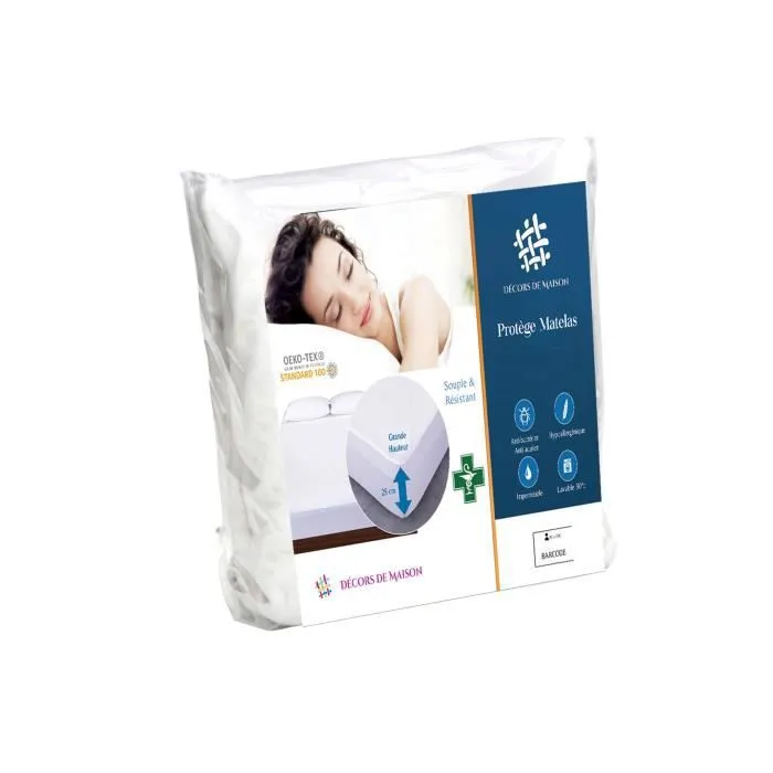 Protège Matelas 160x200cm- 1 personne - Blanc-Décors De Maison-0