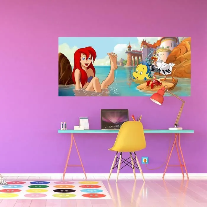 Poster géant La Petite Sirène Ariel - Disney - H 90 x L 202 cm - Noir - Décoration murale-1