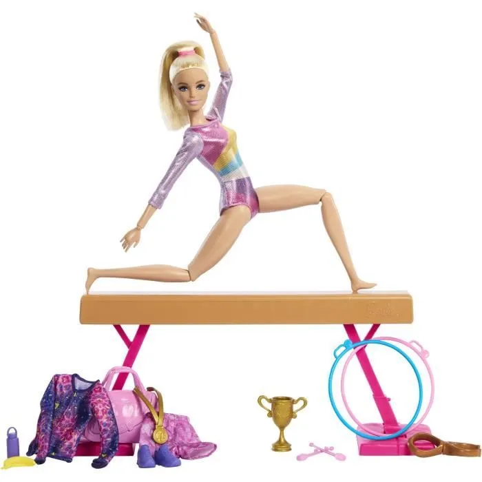 Barbie-Gymnastique-Coffret avec poupée et plus de 10 accessoires HRG52-0