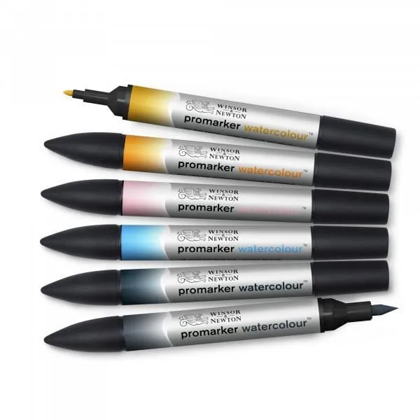 Lot de 6 feutres Promarker Watercolour tons ciel Winsor et Newton-1