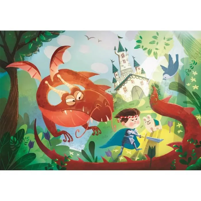 Puzzle 180 pièces Supercolor - CLEMENTONI - Château et dragon - Fantastique - Mixte - A partir de 7 ans-0