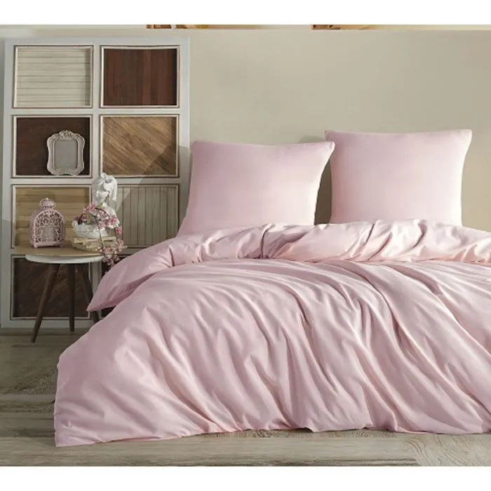 Parure de lit - UNI - Rose Poudré - 140x200 - Housse de couette - 1 taie d'oreiller-3