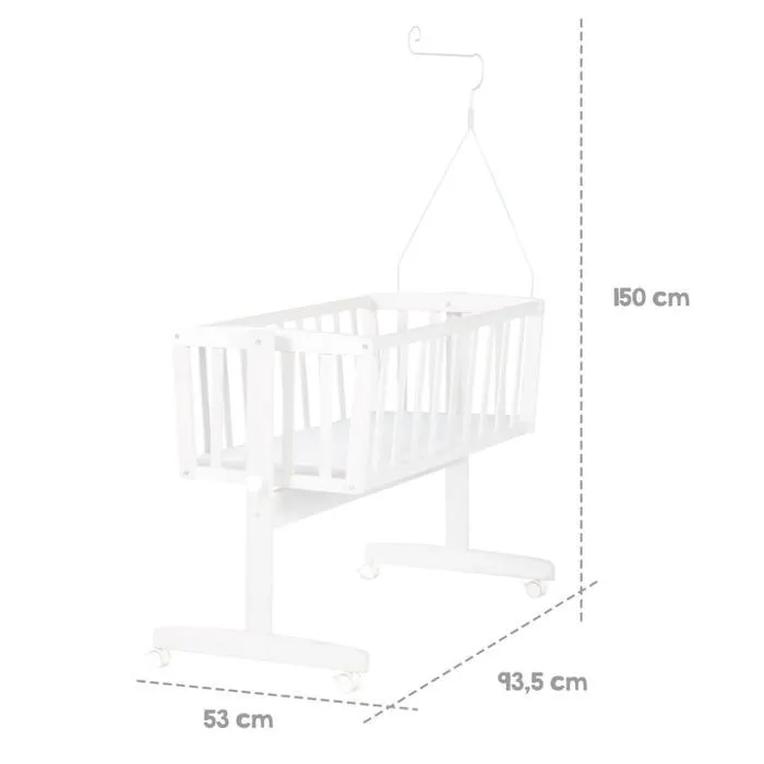 ROBA Berceau Complet "Kleine Wolke rose" à Roulettes - 40 x 90 cm - Blanc-5