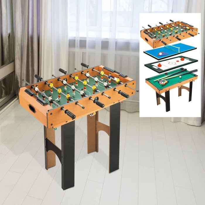 Table multi jeux HOMCOM 4 en 1 babyfoot billard air hockey ping-pong avec accessoires en bois 92L x 78l x 80H cm-1