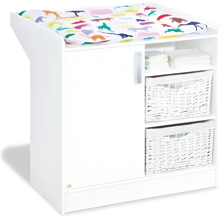 Commode à langer bébé - Victoria - blanc-0