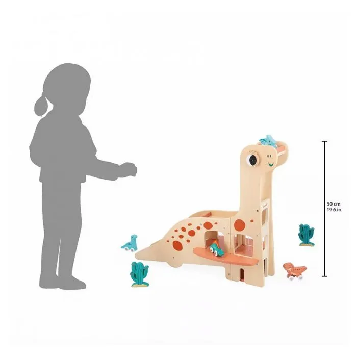 Garage Dino Diplodocus - JANOD - Jouet en bois FSCTM - 4 Dinos et 2 Cactus-5