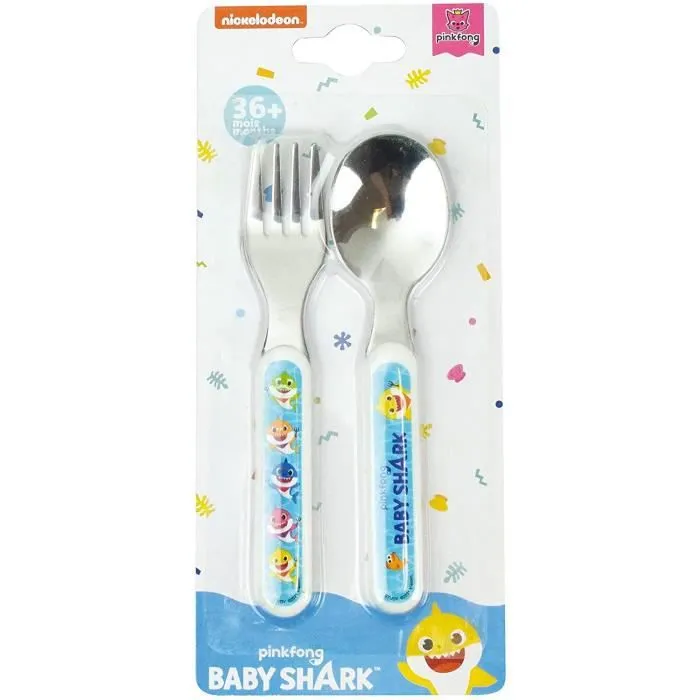 BABY SHARK ENSEMBLE COUVERTS INOX (FOURCHETTE, CUILLERE)-1