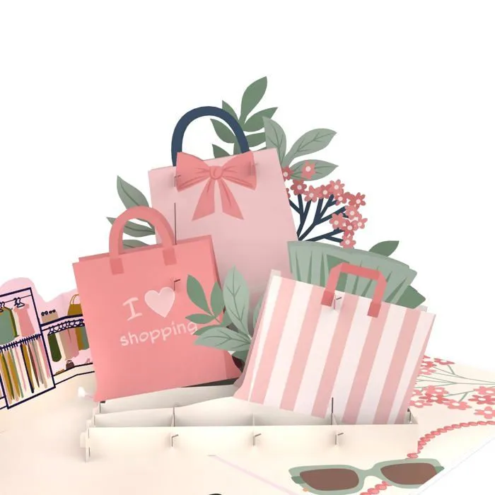 Mokio - DDD-097 - ® Carte Pop-Up Shopping Carte cadeau 3D pour une virée shopping, Carte de vux d'anniversaire-0