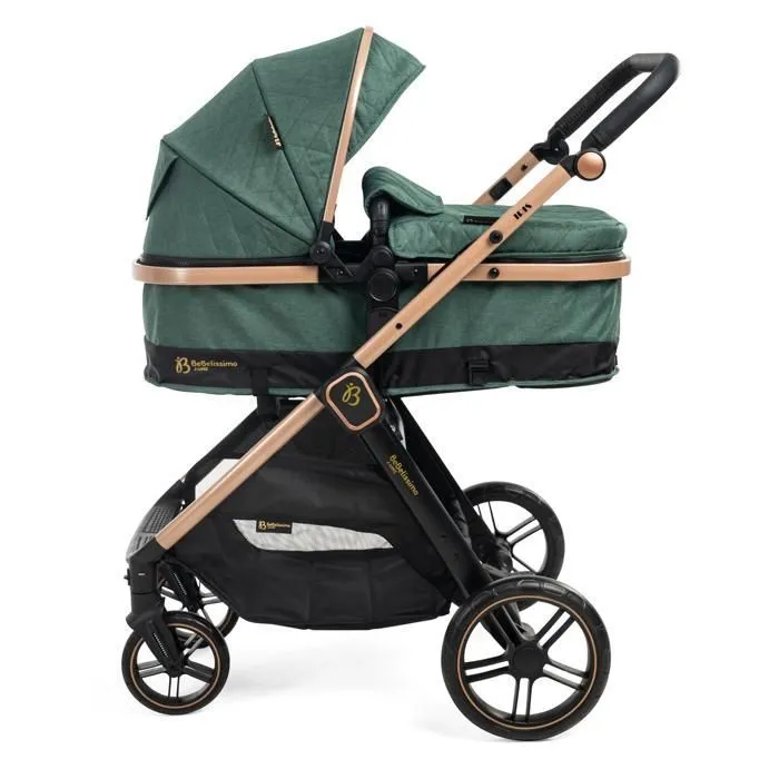 BEBELISSIMO - Poussette combinée trio 3 en 1 - siège auto 0+ IRIS – nacelle – dès la naissance – jusqu’à 22kg  - vert-1