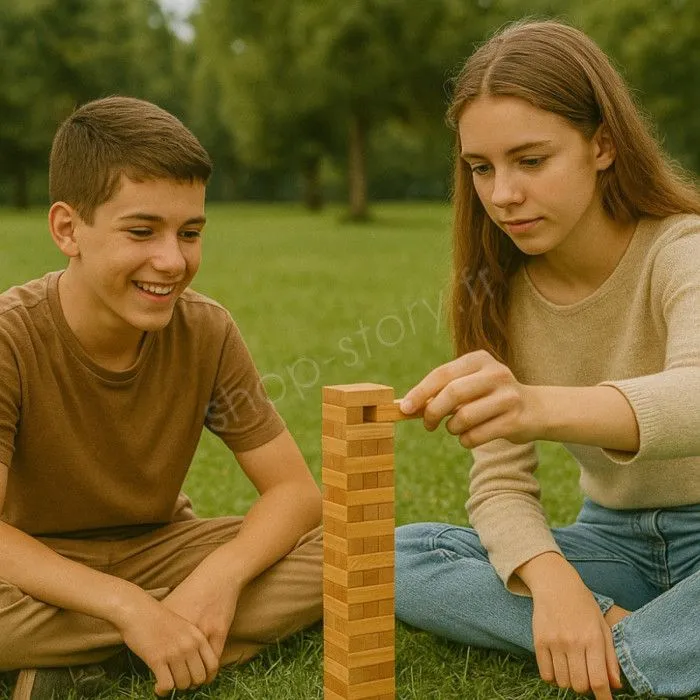 Jeu de la Tour Infernale En Bois Format Voyage 12 Cm Jeu d'Adresse À Empiler 36 Blocs - Dès 3 ans-2