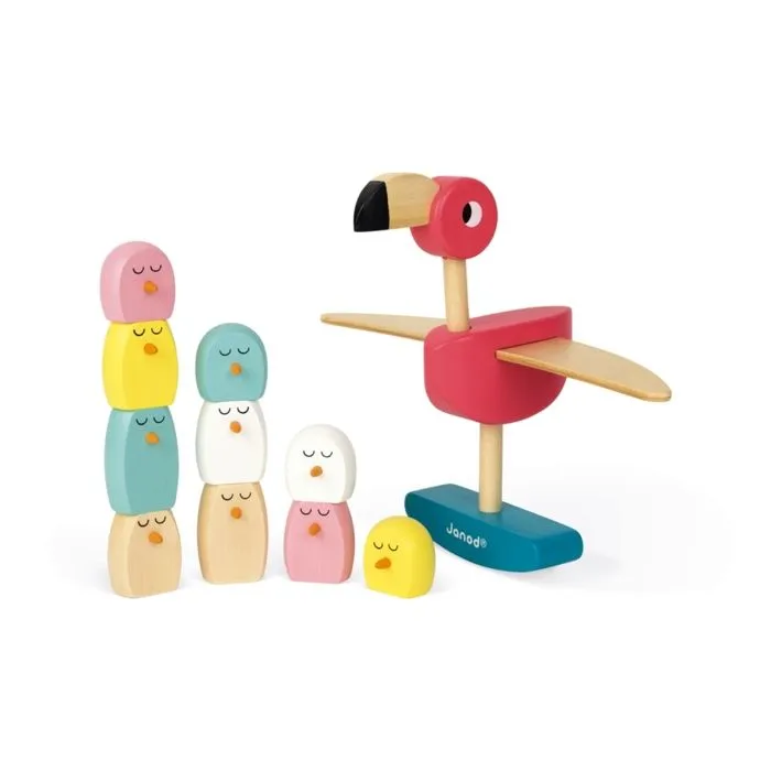 Jeu d'équilibre flamant rose en bois JANOD - Dès 3 Ans-2