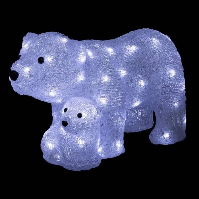 Ours et ourson lumineux extérieur H27cm 60 LED à panneau solaire Feeric lights & christmas-1
