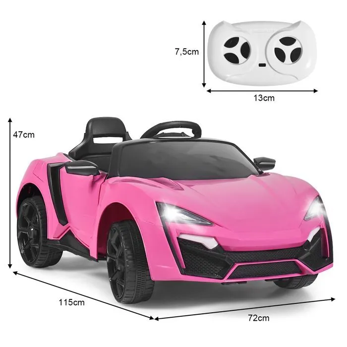 COSTWAY Voiture Électrique 12V/4,5 Ah pour Enfants 3-8 Ans, Télécommande 2,4G, Démarrage Lent, LED, USB, Radio, Klaxon, Rose.-5