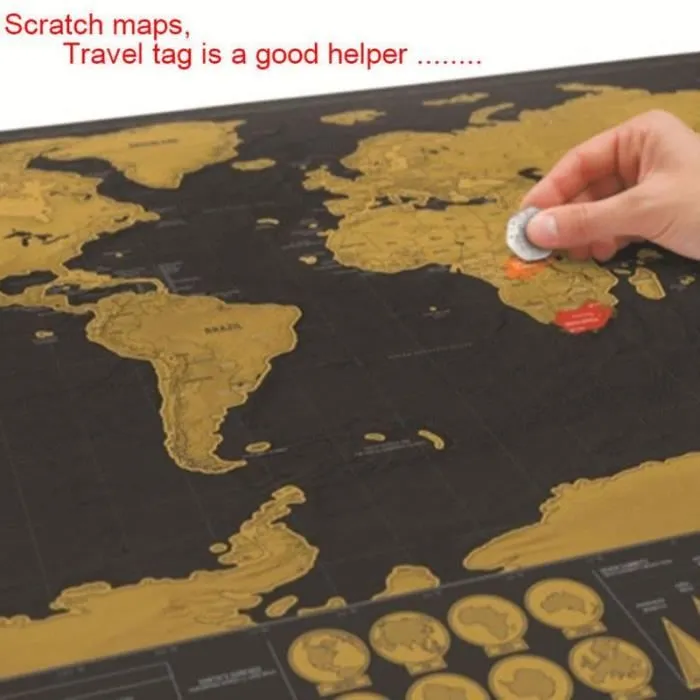 Carte du Monde à Gratter - Luckies - Noir - 82,5 x 59,4 cm - Objets décoratifs - Mixte-2