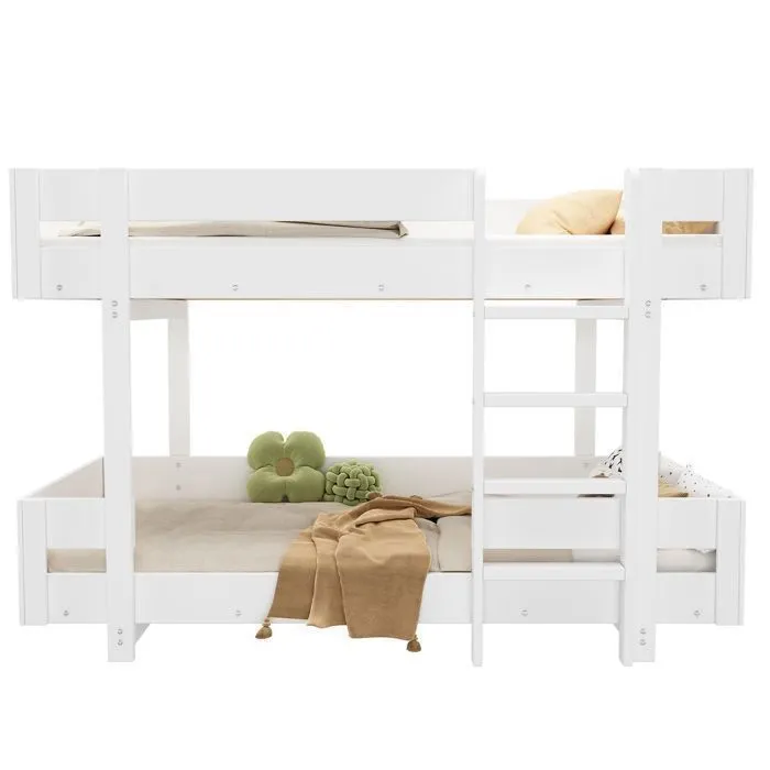 Lit superposé - Blanc - 90x200cm - Bois massif - 2 places - Style moderne-2