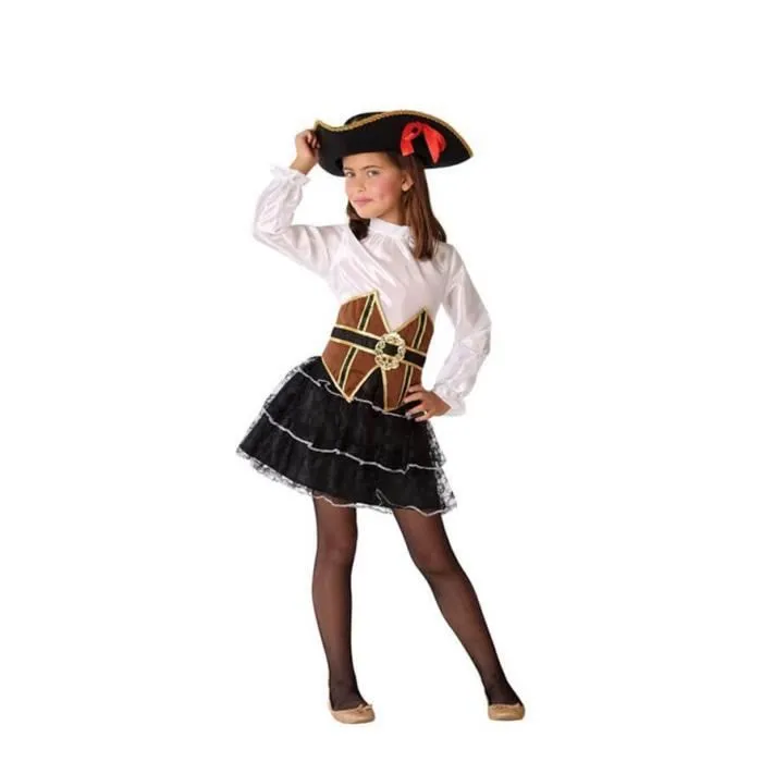 Déguisement pirate fille - ATOSA - Corset, jupe et chemise - Noir, multicolore - Intérieur-0