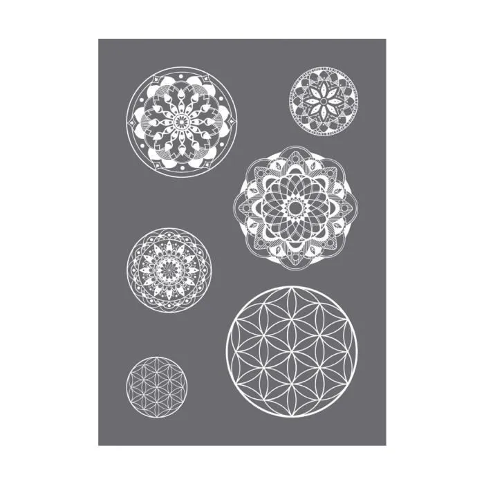 Pochoir de sérigraphie Mandala A4, 1 pochoir+1 spatule, sct.-LS-1
