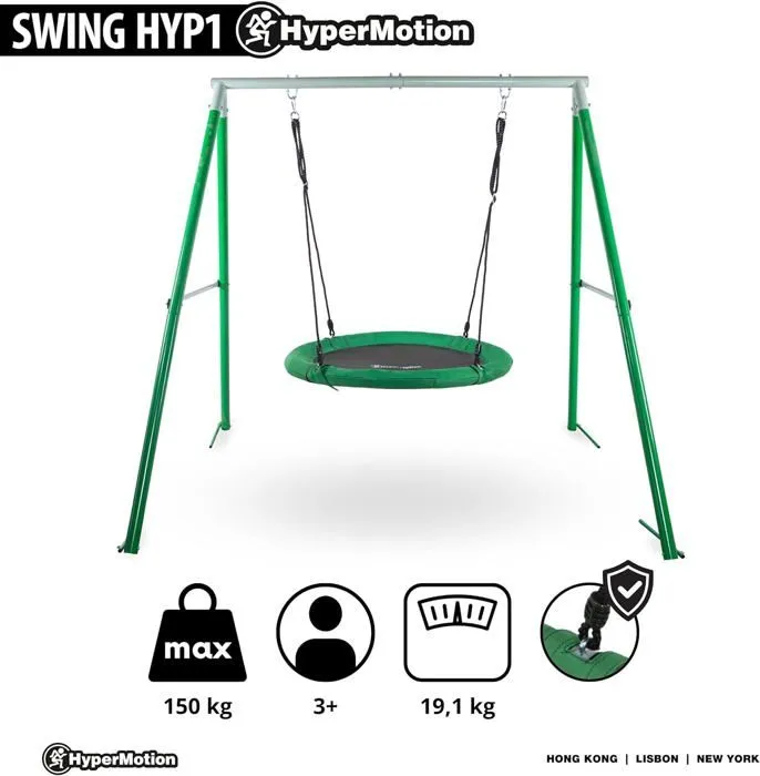 Balançoire Enfants - HyperMotion - Ronde - Hauteur Réglable - Charge 150 kg - Diamètre 102 cm-2