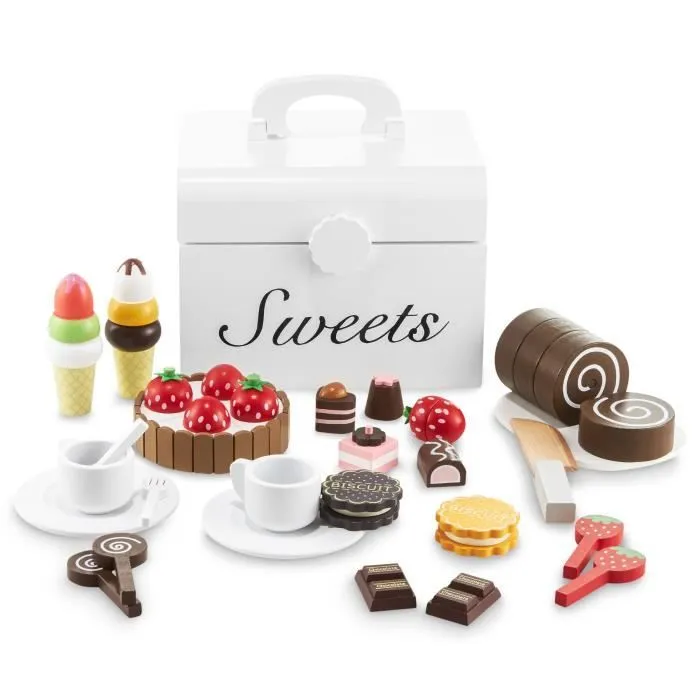 Boîte en bois avec bonbons, confiseries - un grand jeu-0