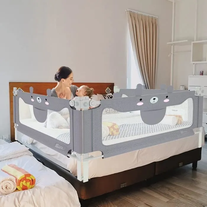 LARS360 Barrière de lit pour enfant - 150 cm - Protection contre les chutes - Lit réglable en hauteur - Sécurité anti-chute-3