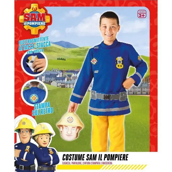 Déguisement Sam le pompier pour garçon - CIAO - Costume Sam le pompier - Taille 5-7 ans - Bleu, jaune-2