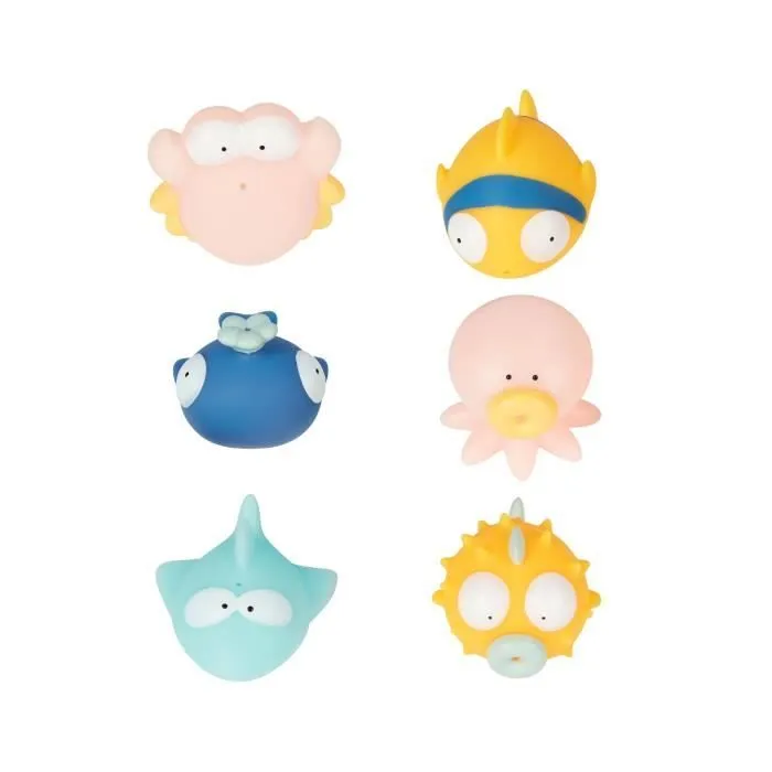 Badabulle Jouets de bain Rigolos Splash - Lot de 6 - Multicolore - Pour bébé dès la naissance-0