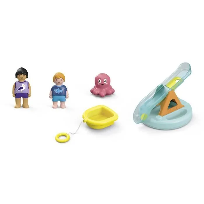 PLAYMOBIL Junior 71687 Ilôt avec toboggan aquatique, Jouet pour le bain, Dès 12 mois-6