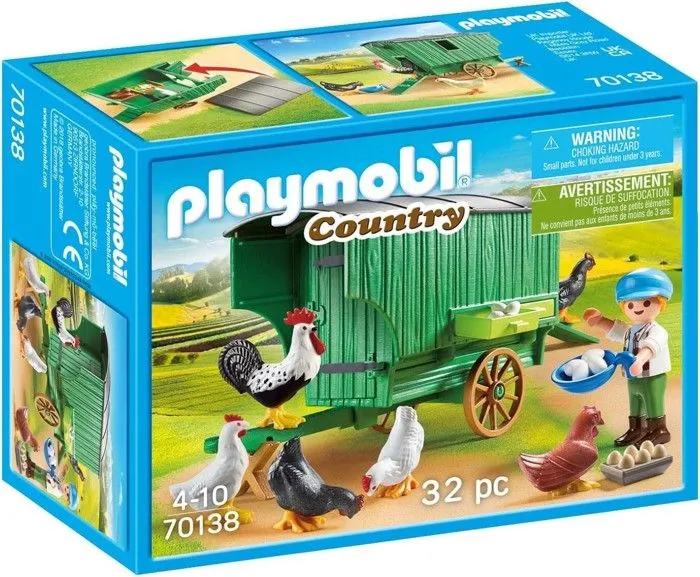 PLAYMOBIL - 70138 - Country La Ferme - Enfant et poulailler - 32 pièces - Autre-0