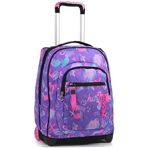 Seven Sac à Dos à Roulettes, Iridescent, Sac à Livres à Roulettes, 2 en 1, Sac à Dos + Trolley, Filles et Garçons, pour l'École, l-0