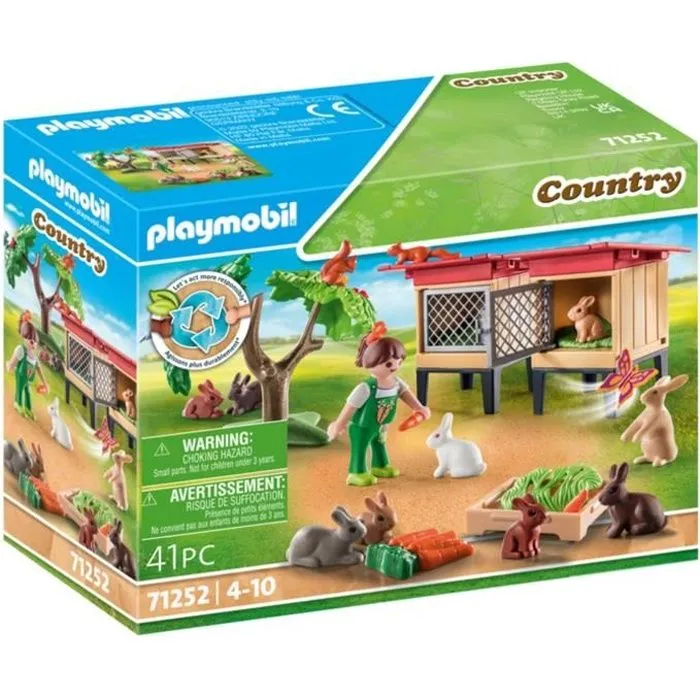 PLAYMOBIL 71252 Enfant avec enclos et lapins, Country La Ferme, Animaux de la ferme, Dès 4 ans-0